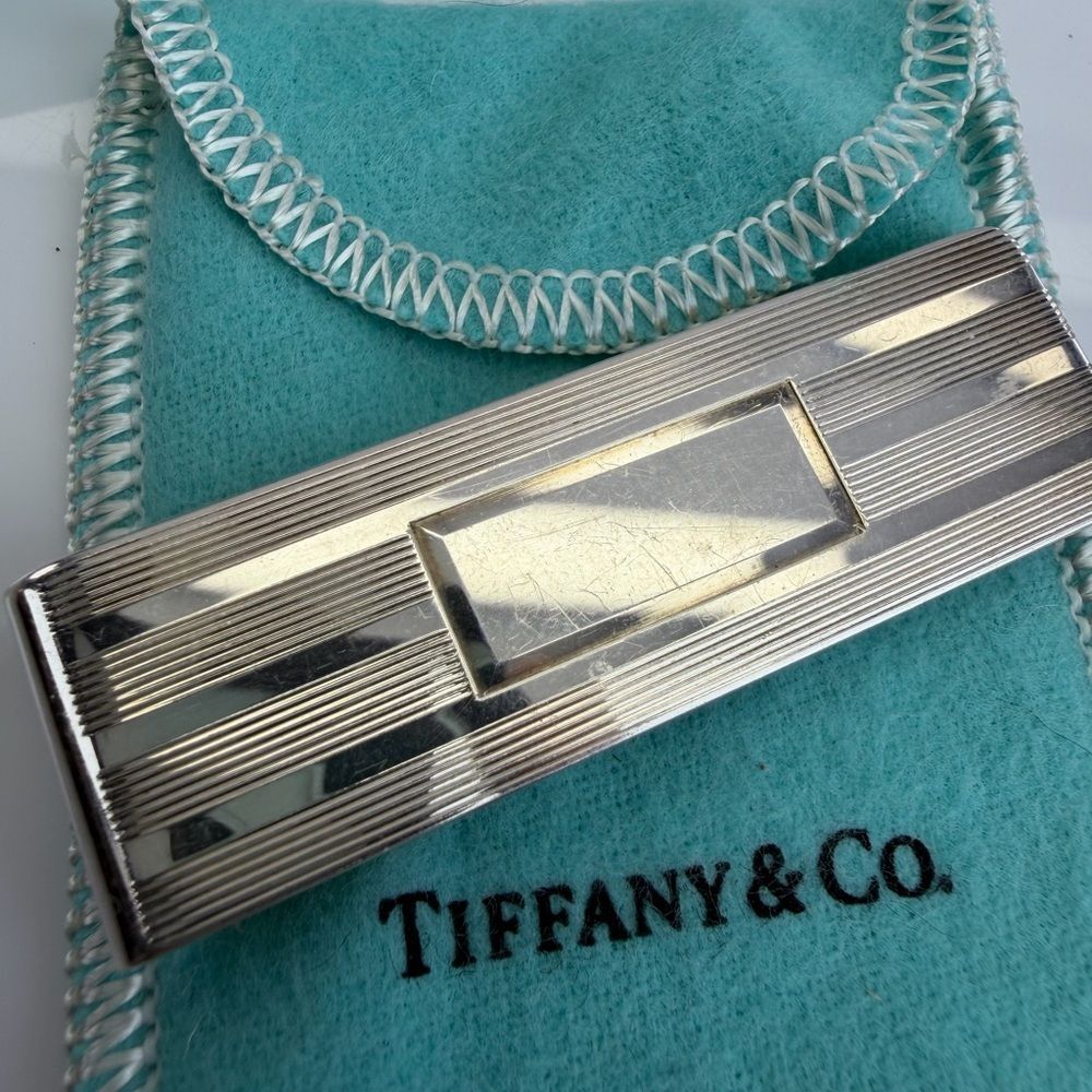 Tiffany & Co Authentic Sterling .925 Silver Pin Stripe Money Clip